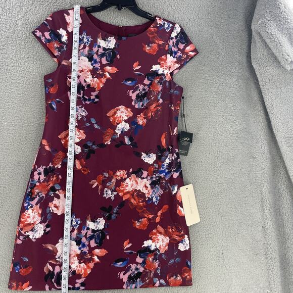 Adrianna Papell Dress Womens 14 Purple Colorful Floral Lined Party Office - Picture 2 of 12
